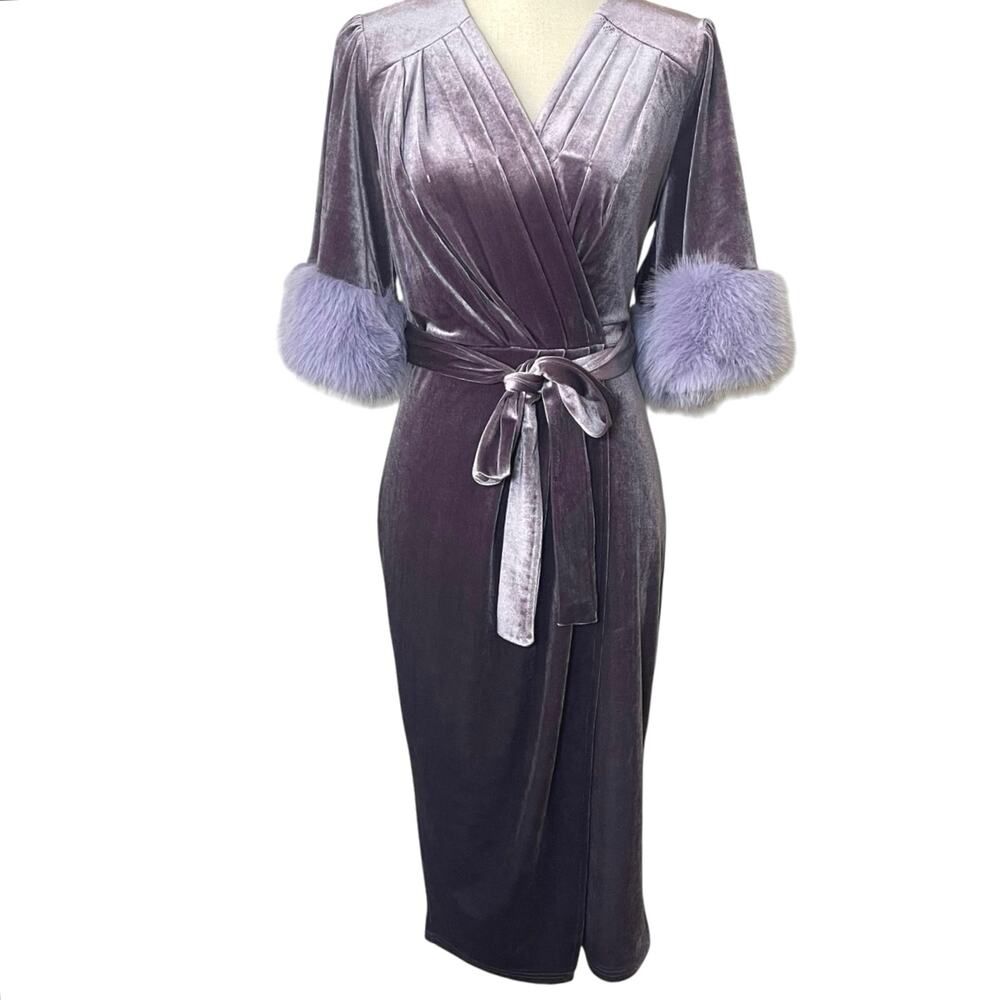 HOLLYWOODLAND by Elle Rebel The 5th Avenue Dress in Lavender Glam Retro Pin Up - Picture 3 of 13